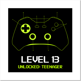 Teenager 13th Birthday design Level 13 Unlocked Posters and Art